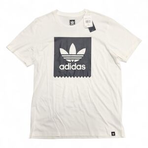 NWT Adidas 100% Cotton Black Beard Logo Tee T-Shirt, White, XL